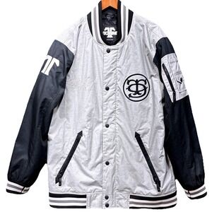 TechNine Winter Athletics Men's Varsity Bomber Jacket Size L Gray Rap Music